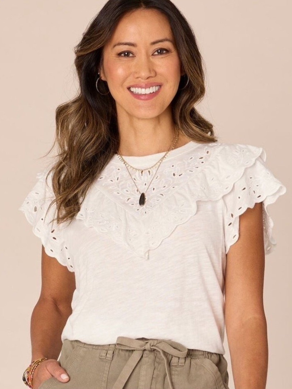 NWT $69 Democracy Cotton Top - WHITE
